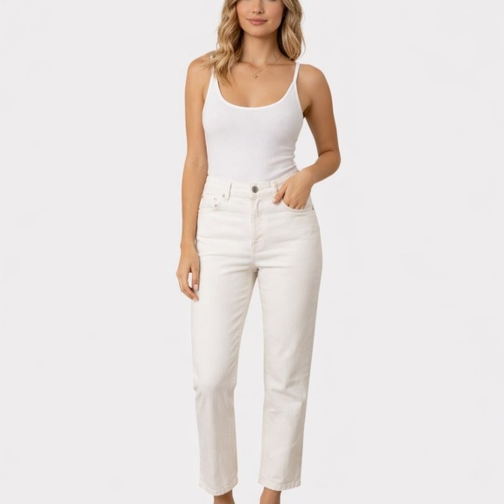 LOFT Outlet Women's‎ Cream Straight Crop Jeans Size 12